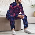 thumbnail image 5 of Wukai Bohemian Vintage Pattern Men's Long-Sleeve Pajama Set - Comfortable Sleepwear with Button-Down Shirt and Pants-Large, 5 of 6