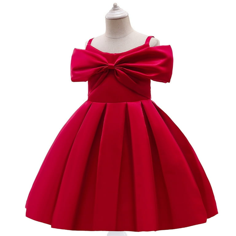 HAWEE Little Girls Flower Girl Dress Bowknot Pageant Party Wedding Formal Dresses Ball Evening Gowns for 3 8 Years Old