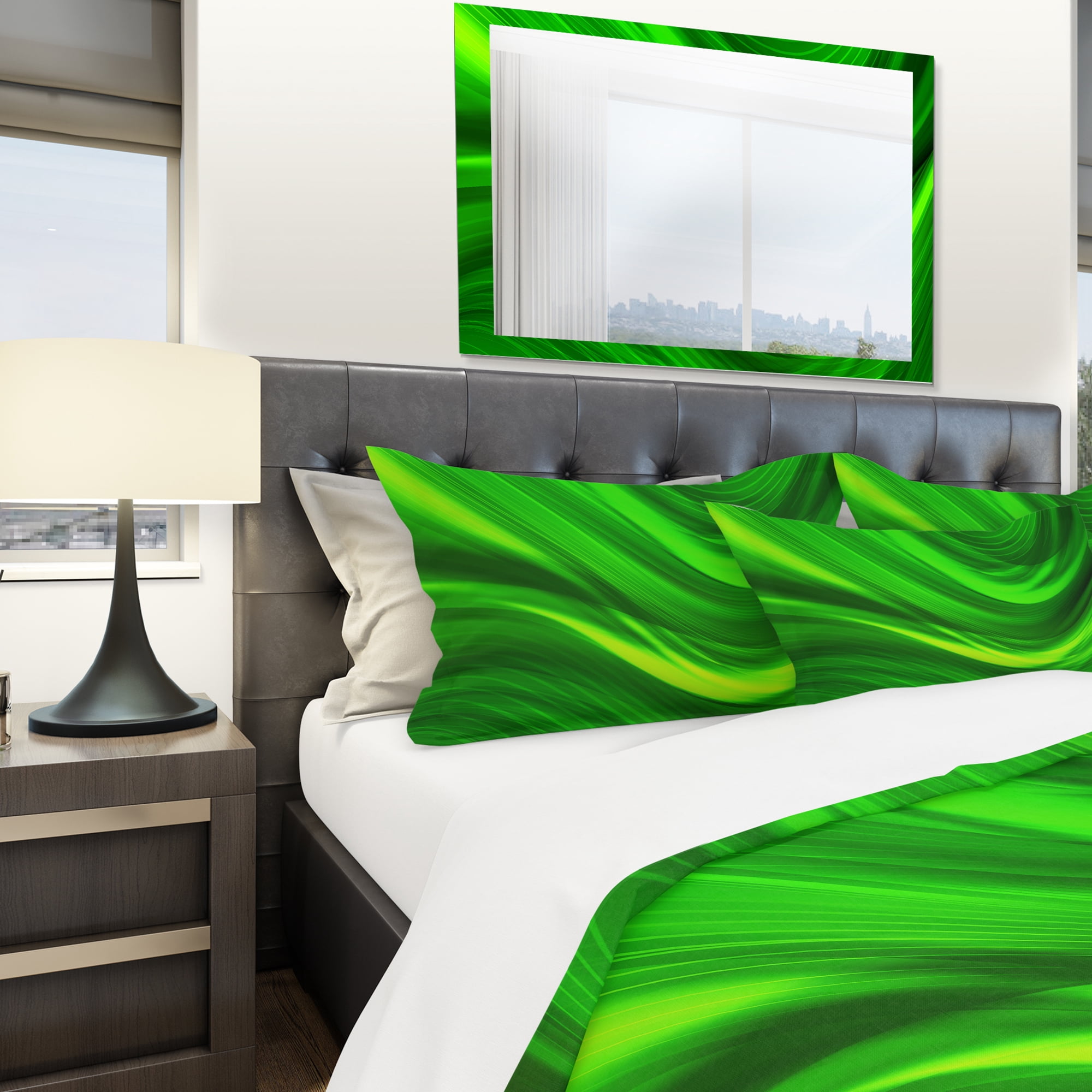 Designart 'Green Laser' Modern & Contemporary Duvet Cover Set