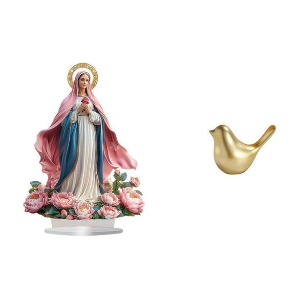 Escultura de la escena de la Natividad,Adorno acrílico 2D de pie,Centro de mesa decorativo con escena de la Natividad en acrílico,Figura de pájaro,Figura de pájaro dorado,decoración para