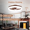 thumbnail image 3 of Ventilador de techo VOLISUN de 50 cm con luz LED regulable y control remoto, acabado nogal, 3 of 7
