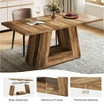thumbnail image 6 of Modern Brown Faux Marble Dining Table, 63" Rectangular 4-6 Seater Wood Table with Sturdy Base, Kitchen Living Room Dinner Table, 6 of 7