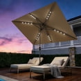 thumbnail image 1 of Memoryfield 10' x 6.5' Solar Rectangular Patio Umbrella with LED Lights, Outdoor Market Umbrella, 6-Rib Table Umbrella for Garden, Deck & Lawn, Tan, 1 of 8
