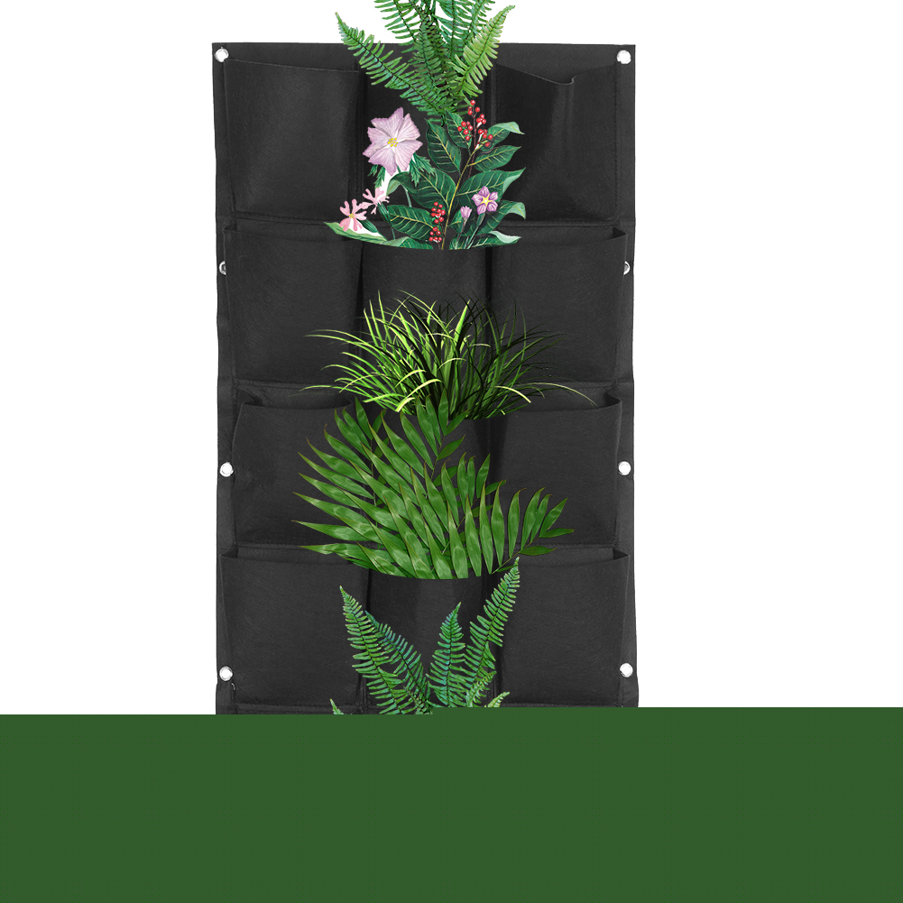 thumbnail image 3 of Bolsa de plantación para jardín, balcón, pared, plantas de flores verticales, macetero colgante, Color negro, 15 bolsillos NikouMX Muebles, 3 of 8
