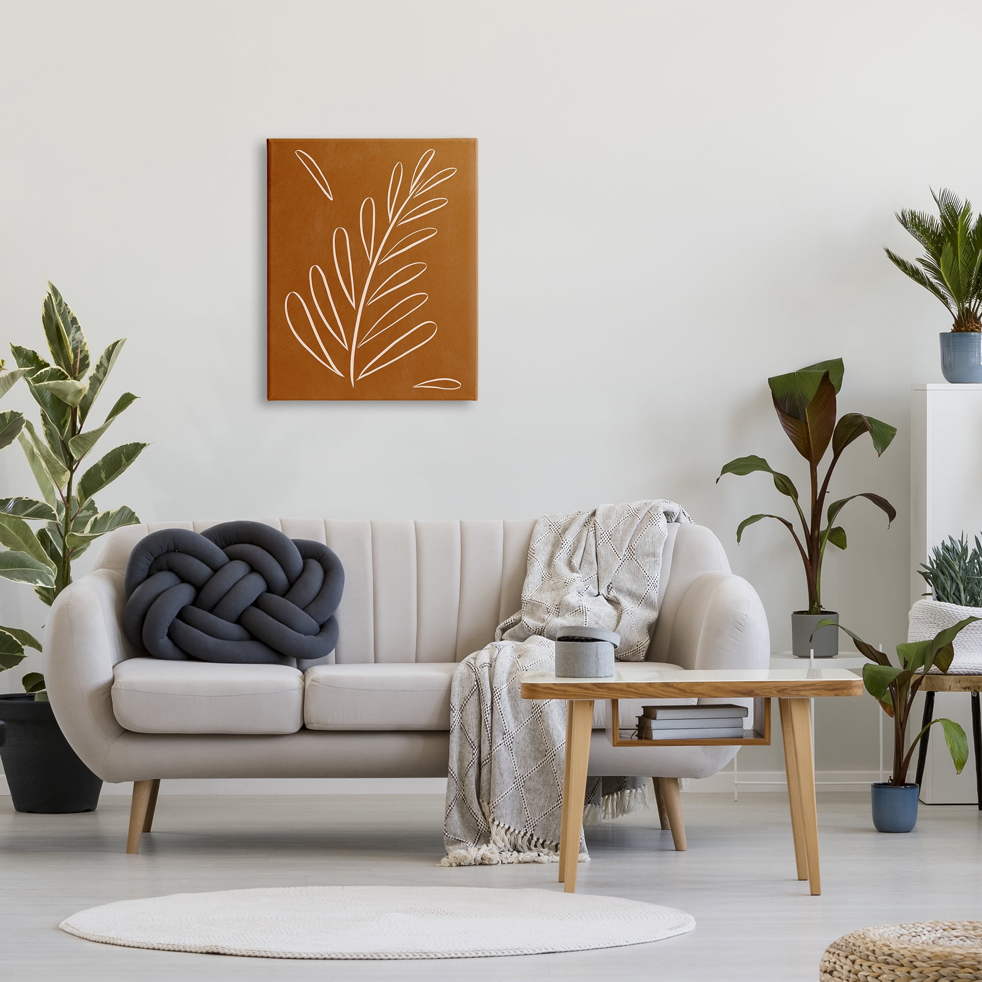 Stupell Industries Modern Fern on Brown Botanical & Floral Painting Gallery Wrapped Canvas Art Print Wall Art, 24 x 30