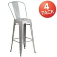 thumbnail image 3 of Flash Furniture Lily Commercial Grade 4 Pack 30" High Silver Metal Indoor-Outdoor Barstool with Removable Back, 3 of 13
