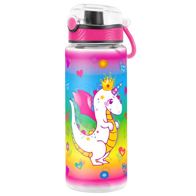 Home Tune Bonita Botella De Agua Para Niños De La Escuela, Niñas, Sin Bpa, Tritan, A Prueba De Fugas, Fácil De Limpiar Y Asa De Transporte, 23 Oz/680 Ml (Dragón)