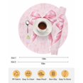 thumbnail image 6 of 13 Inch Round Placemats Set of 4, Pink Bow Non Slip Heat Insulation PP Table Mats, Cute Watercolor Girls Cartoon Luxury Washable Place Mats for Kitchen Dining Party Table Decor, 6 of 7