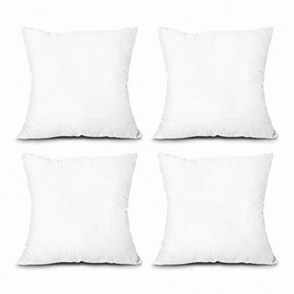 Throw Pillow Inserts, Set of 4 Lightweight Down Alternative Polyester Pillow, Couch Cushion, Sham Stuffer, Machine Washable. (White, 26x26)