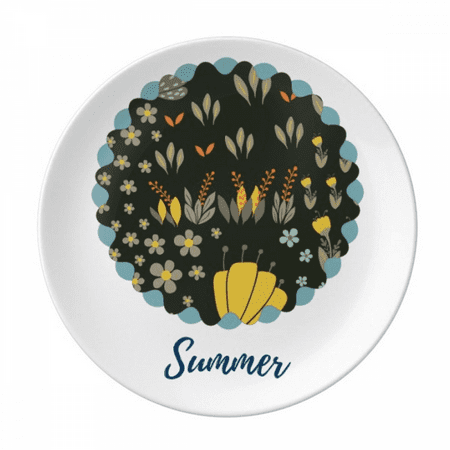 

Yellow Orange Flower Paint Plate Decorative Porcelain Salver Tableware Dinner Dish