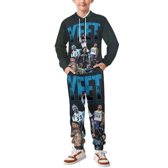 Je-y Wres-tler U-S-O Hoodie and Pants Set Lightweight Pullover Sweatshirt & Joggers Fashion Kids Outfit Set