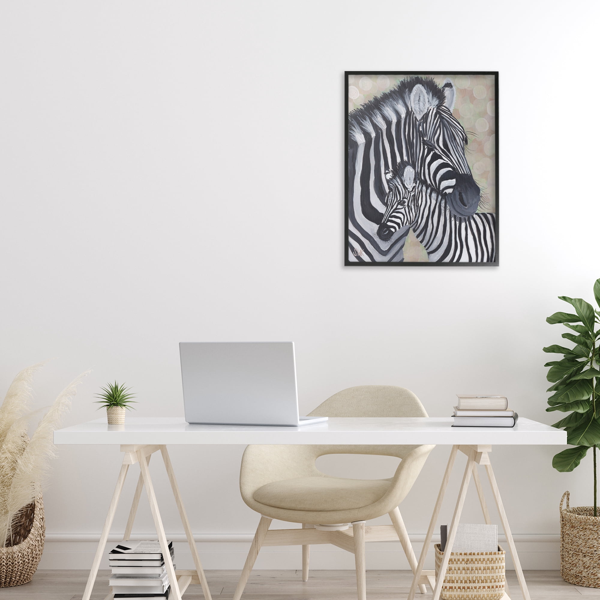 Stupell Industries Mama Zebra & Her Foal Black Framed Giclee Art, design by Sarah Waldron Kimball