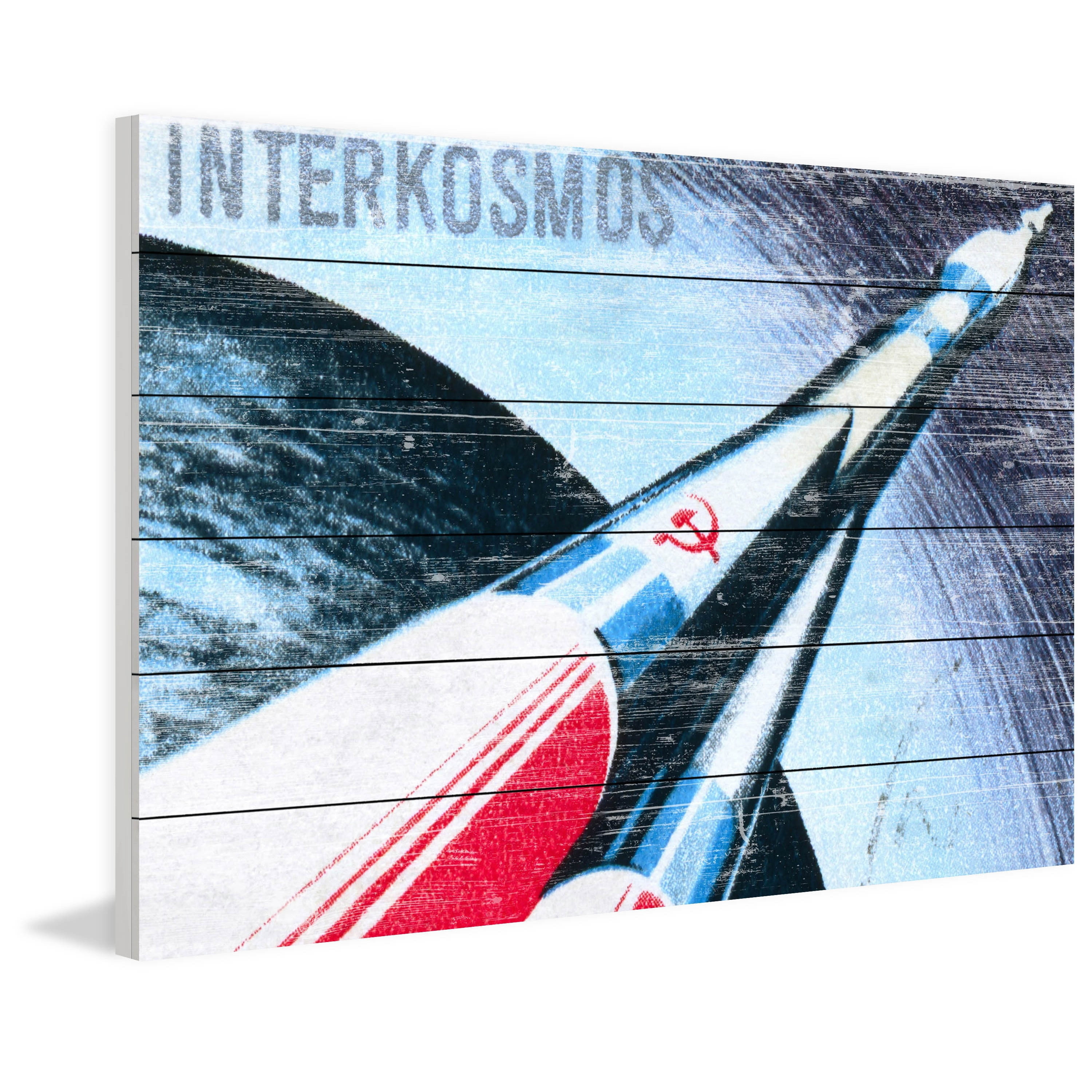 MARMONT HILL  - 'Interkosmos' Painting Print on White Wood - Multi-Color 45 x 30