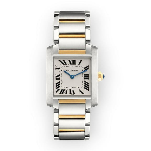 Pre-Owned Cartier Tank Francaise Steel Yellow Gold Silver Dial Mens Watch W51005Q4