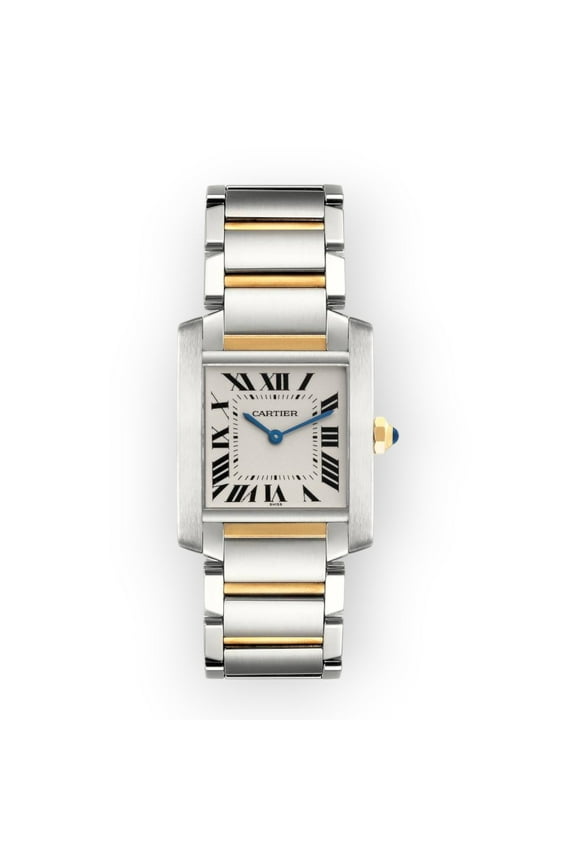Pre-Owned Cartier Tank Francaise Steel Yellow Gold Silver Dial Mens Watch W51005Q4