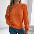 thumbnail image 2 of New Arrivals! Kilaqueen Hallowmas Sweaters for Women Trendy Hollow Out Pumpkin Long Sleeve Knit Sweater Fall Winter Baggy Mock Neck Soft Comfy Bomber Pullover Tops, 2 of 8