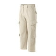 thumbnail image 5 of NIEWTR Men's Parachute Cargo Pants Loose Fit Pants Drawstring Casual Pants Multi Pockets Wide Leg Trousers Fall Winter Pants (Beige,M), 5 of 9
