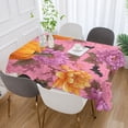thumbnail image 5 of 54x54 Inch Tablecloth Polyester Square Tablecloth for Home Kitchen Dinner Decor Pink Flowers and Pumpkins, 5 of 9