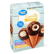 Great Value Cookie Dipped Ice Cream Cones Variety Pack, 4.6 fl oz, 8 Pack