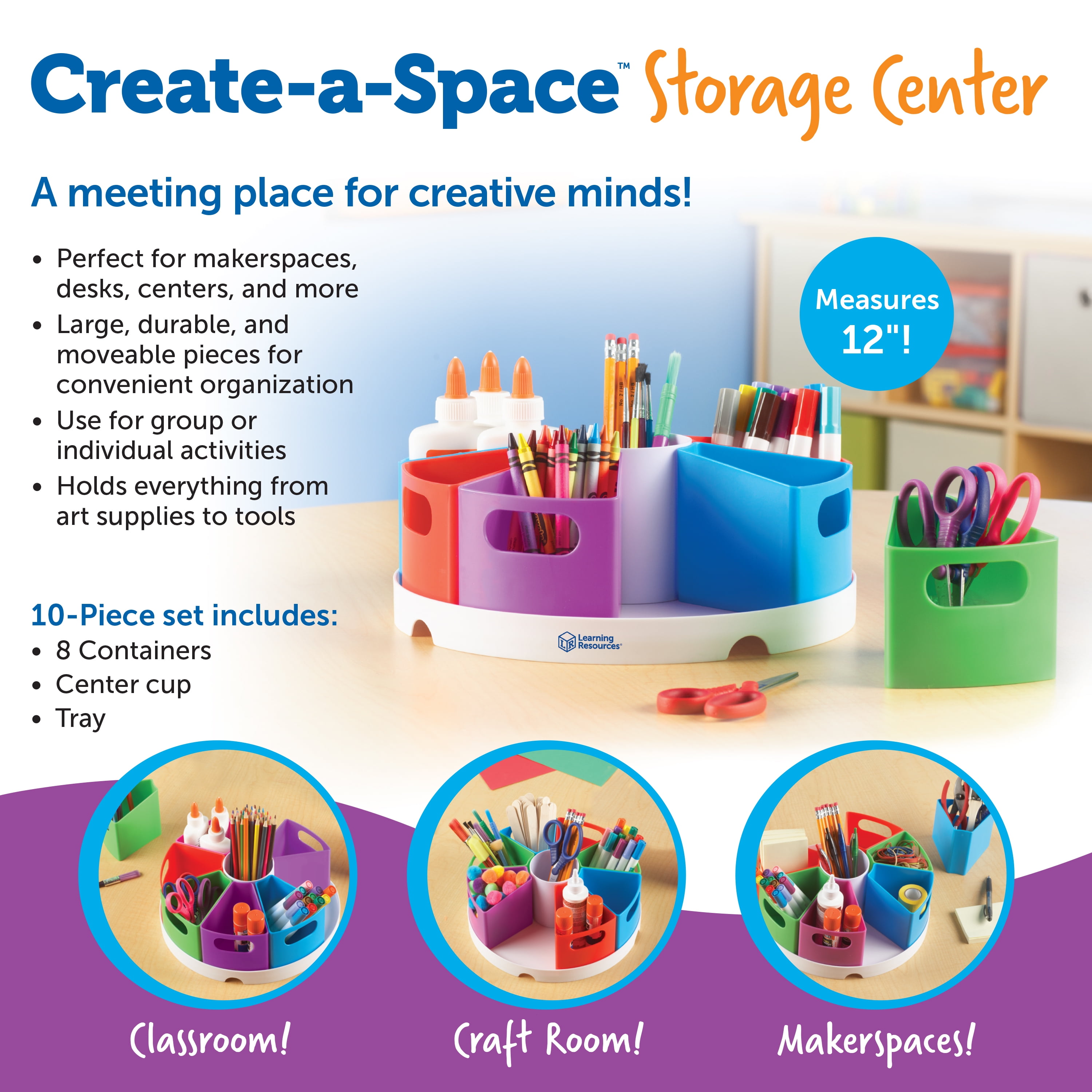 Learning Resources Create-a-Space Storage Center, 10 Piece set - Desk  Organizer for Kids, Art Organizer for Kids, Crayon Organizer, Homeschool  Organizers and Storage 16.89 - Quarter Price