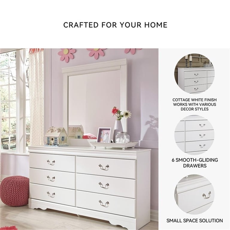 Ashley Furniture Anarasia 6 Drawer Double Dresser in White - Walmart.com