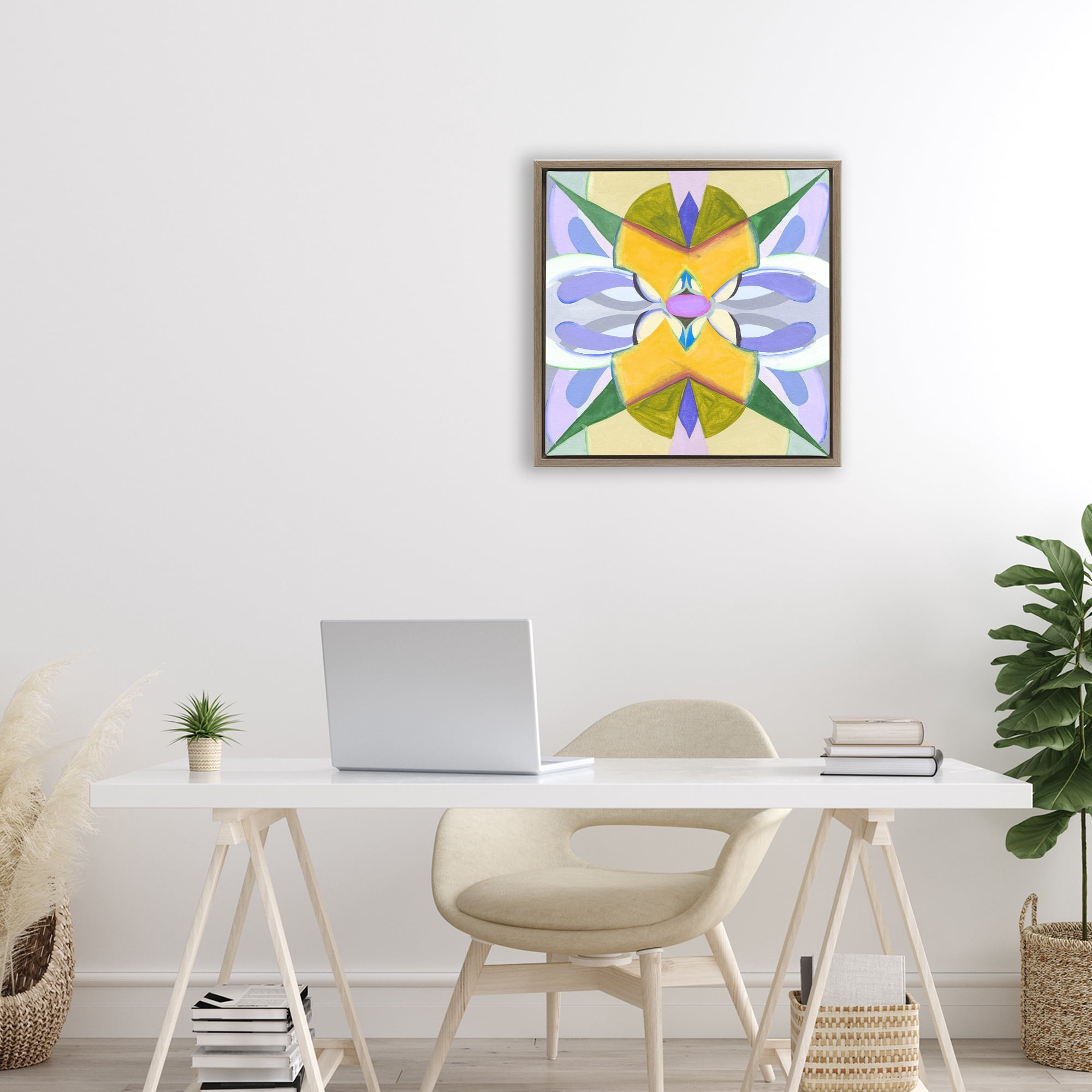 Stupell Industries Revival Kaleidoscope Symmetry Brown Framed Floater Canvas Wall Art, design by Melissa Wang