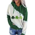 thumbnail image 2 of TIAFORD Sudadera con capucha con cordón para el día de San Patricio para mujer, sudadera con capucha de trébol estampada de manga larga para mujer, 2 of 5
