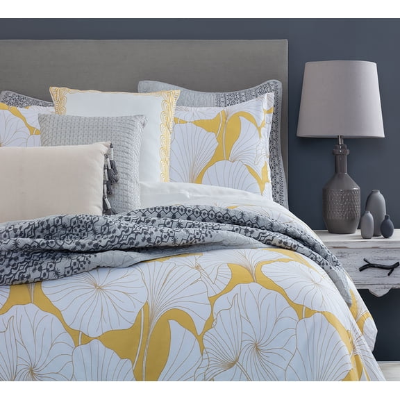 Full/Queen Quilt Set, Nikki Chu Gingko Interlaken 100% Cotton Quilt and Sham Set by Royale Linens