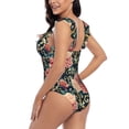 thumbnail image 5 of Yiaed Rose Flowers Print Women's Ruffled One Piece Swimsuit V Neck Swimwear Slimming Monokini for Woman-Large, 5 of 8