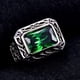 thumbnail image 3 of Anillo de plata con esmeralda de lujo para hombre, personalizado, estilo vintage europeo y americano, anillo de esmeralda punk para hombre, acero de titanio, 3 of 5