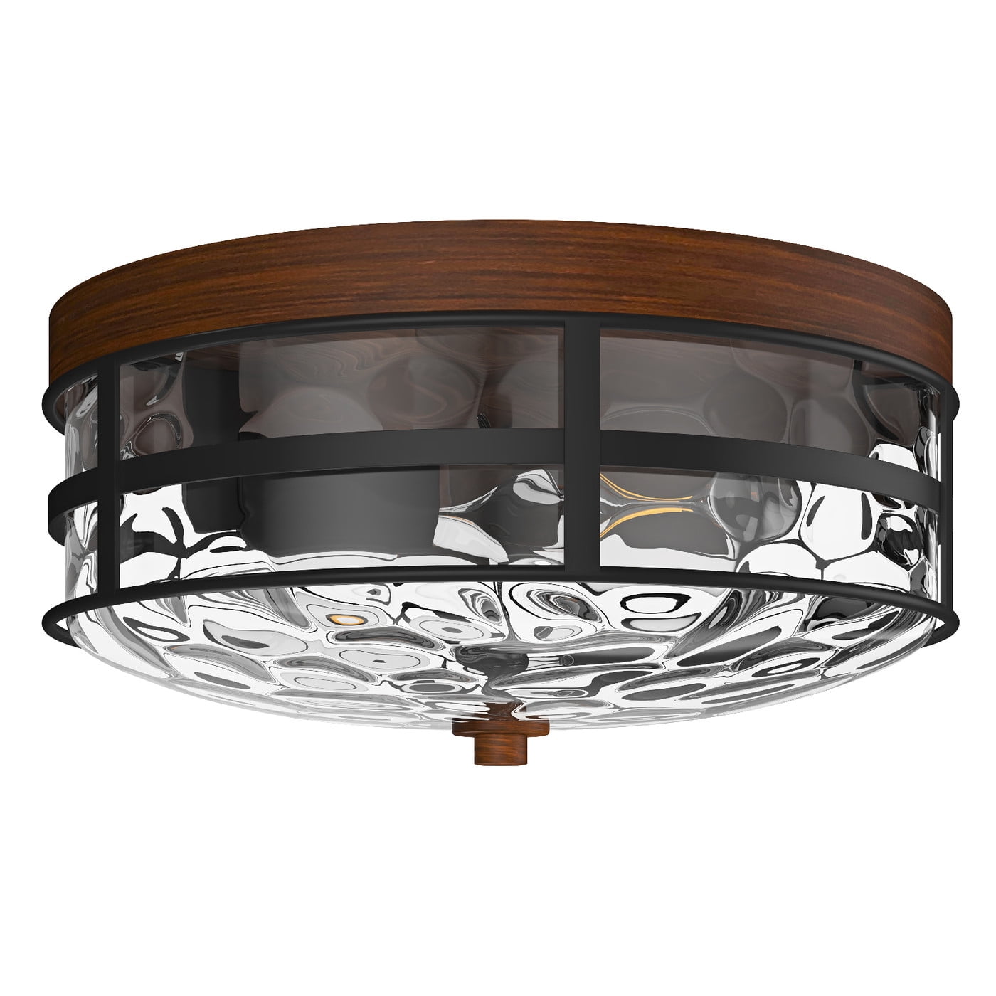 Aiwen Unique Glass Shade Caged Flush Mount Ceiling Lamp Industrial Light Fixture
