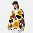 thumbnail image 5 of Goofa Sunflower Cow Printed Women's UPF 50+ Sun Protection Hoodie Jacket Lightweight Long Sleeve Sun Shirt for Women with Pocket Hiking Outdoor-3X-Large, 5 of 9