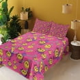 thumbnail image 2 of Ambesonne Emoji Fitted & Top Sheet Set with Sham, Graffiti Explicit Texts Art, Pink Mustard and Purple, 2 of 5