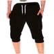 thumbnail image 1 of Pantalones cortos casuales de algodón qucoqpe para hombre, pantalones capri 3/4 para correr, transpirables, por debajo de la rodilla, con dos bolsillos, 1 of 5