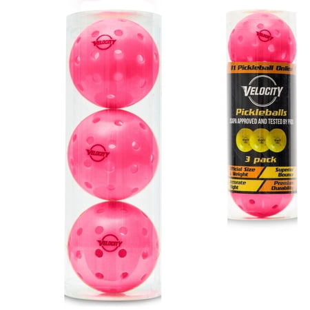 Velocity Outdoor 3 Pack Pink Pickleball Balls | Official Size and Weight  USAPA Approved 40 Hole Pickleballs | Comes in 3  6  and 12 Packs.
