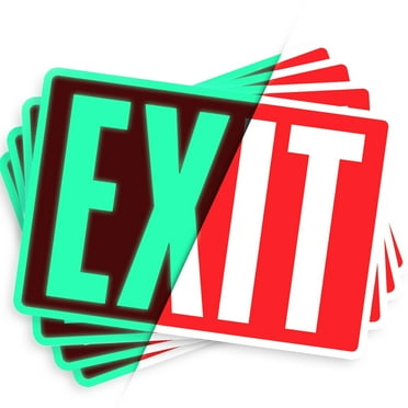 Assured Signs Exit Sign Stickers | 4 Pack | 12" by 7" | 5 Mil Vinyl | Red and White