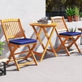 thumbnail image 3 of Giantex 3Pcs Patio Bistro Set, Wood Folding Table Set, 2 Cushioned Chairs for Garden Yard, 3 of 10