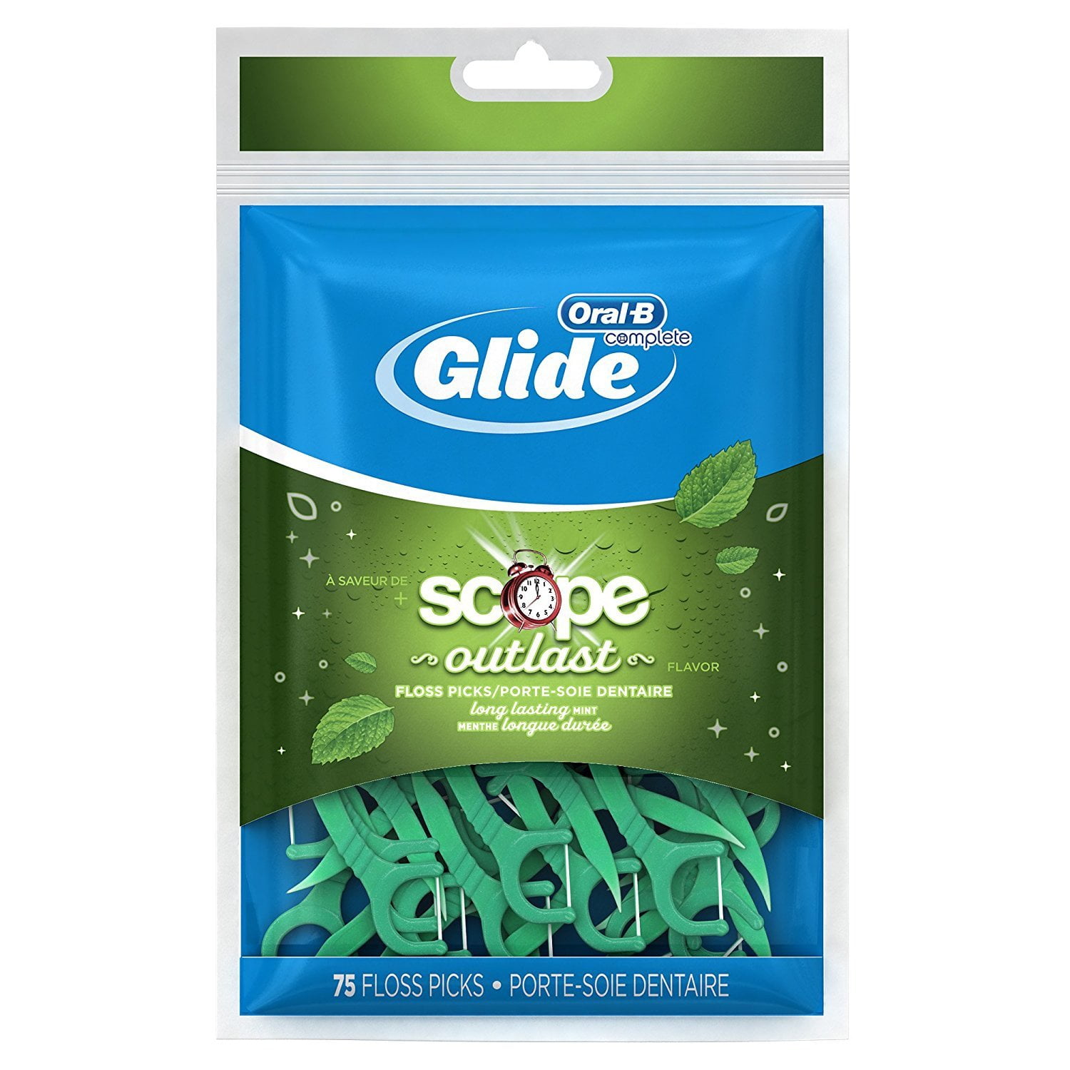 OralB Complete Glide Dental Floss Picks Plus Scope Outlast, Long Lasting Mint, 75 Dental Floss OralB Complete Glide Dental Floss Picks Plus Scope Outlast, Long Lasting Mint, 75 Dental Floss