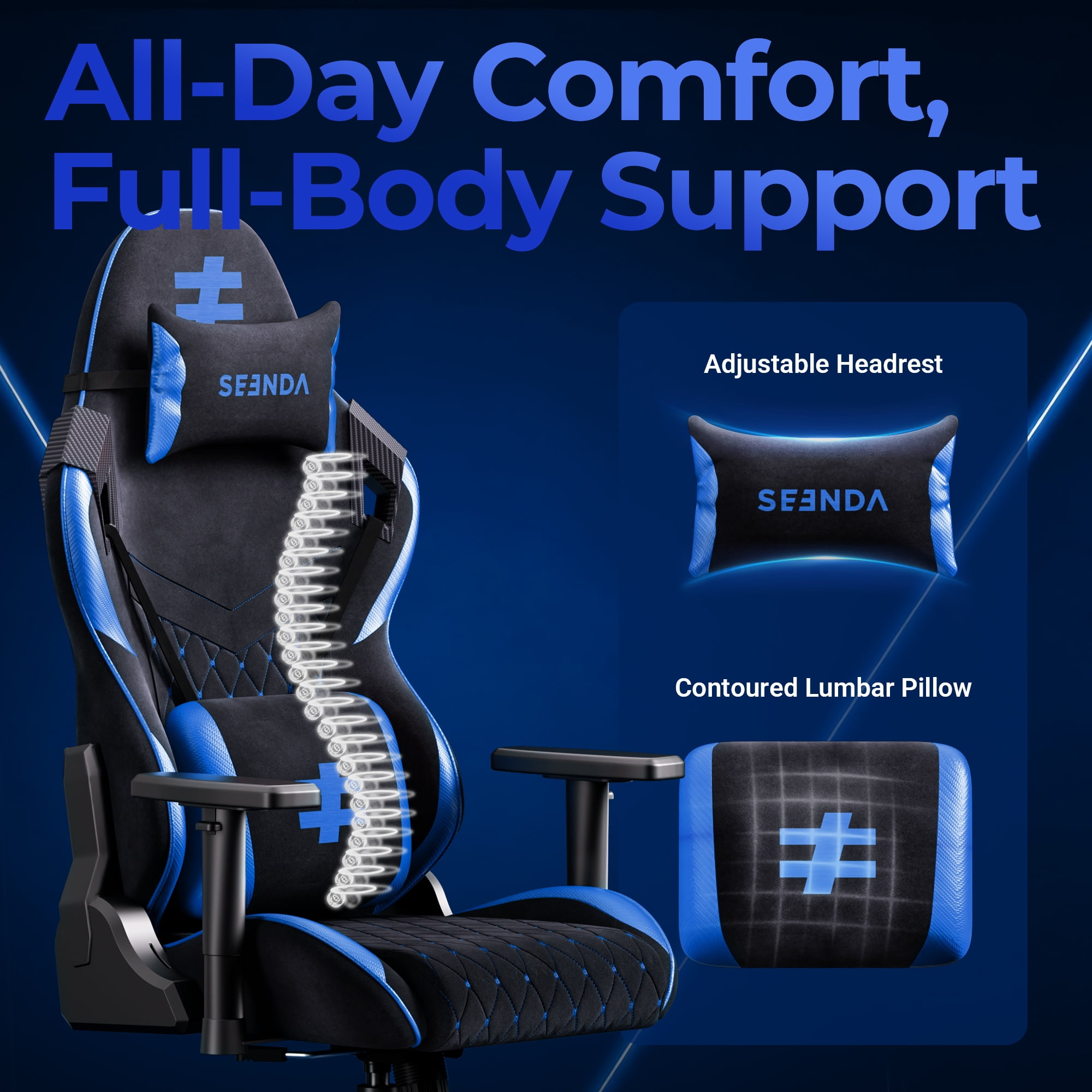 Seenda Big and Tall Gaming Chair 400lbs, High Back Computer Chair with Linked Armrests, Office Video Game Chair for Adults with Lumbar Support, BIFMA Certified