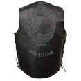 thumbnail image 2 of Event Leather ELM3900 Men's 'Live to Ride' Black Leather Side Lace Vest with Flying Eagle Emboss - 5X-Large, 2 of 9