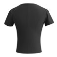 thumbnail image 4 of T-shirts Grande Taille pour Femmes Été Aguichant Manches Courtes Hauts de Sortie Noué devant Tricot Côtelé Col Rond Hauts Chemises Femmes Tendance Noir P, 4 of 4