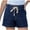 Dark Blue, variant on vigerkar Womens Stretchy Denim Shorts Summer Casual Drawstring Elastic Waist Jean Shorts with Pockets (Light Blue, L)