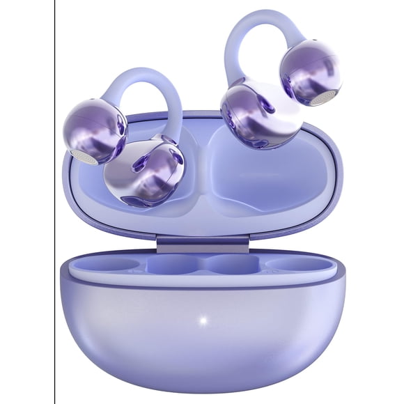 Auriculares abiertos Aiandcc, ligeros y cómodos, Bluetooth 5.4, 40 h de reproducción, ajuste para orejas pequeñas, control táctil, para correr y hacer ejercicio, color morado