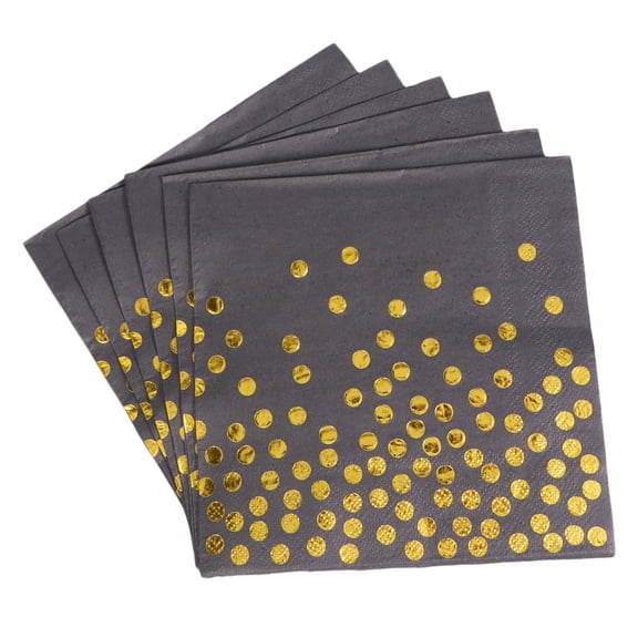 Raindrops Party Tableware Napkin Black With Golden 20Pack