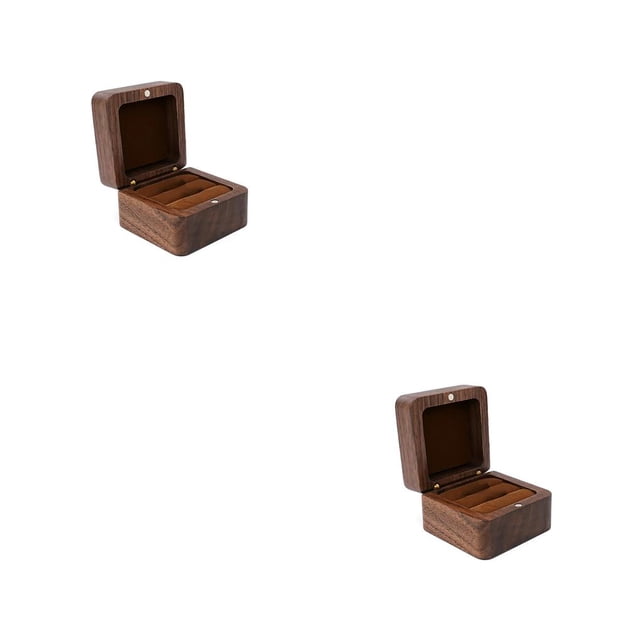 Caja de joyería Qarigey de madera para anillo y pendientes negro, blanco, Marrón