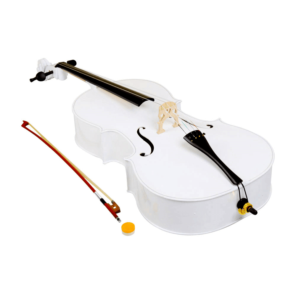 Tcbosik Full-Size Beginner Cello with Bag, 4/4, Acoustic Cello Kit with Bow, Rosin and Bridge, Adults String Musical Instruments, White