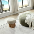 thumbnail image 5 of 16.5" Mushroom Stool - Greige Plush Cushion with Walnut Finish, Multi-Functional Ottoman, 5 of 13