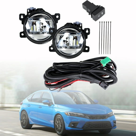 waltyotur 2Pcs Fog Light Assembly with Wiring Kit Replacement for 2022 Civic Left and Right Side