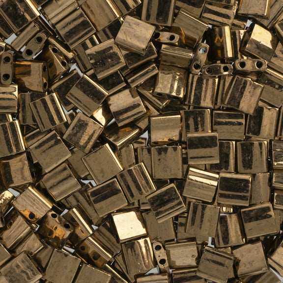 John Bead Miyuki Tila Beads - Dark Bronze, Opaque Metallic, 5 mm x 5 mm