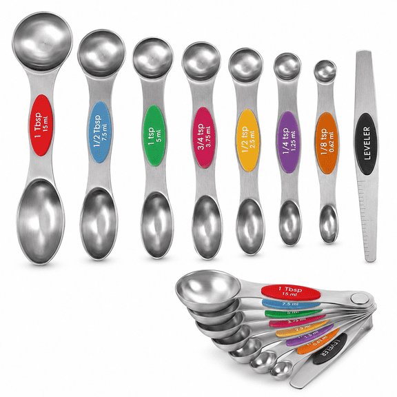 Magnetic Measuring Spoons, Stackable for Baking Measuring Teaspoon Set 8 PCS